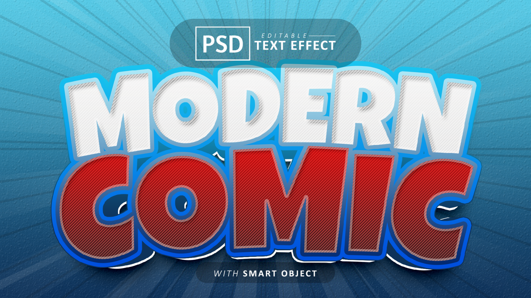 Modern comic text effect editable psd