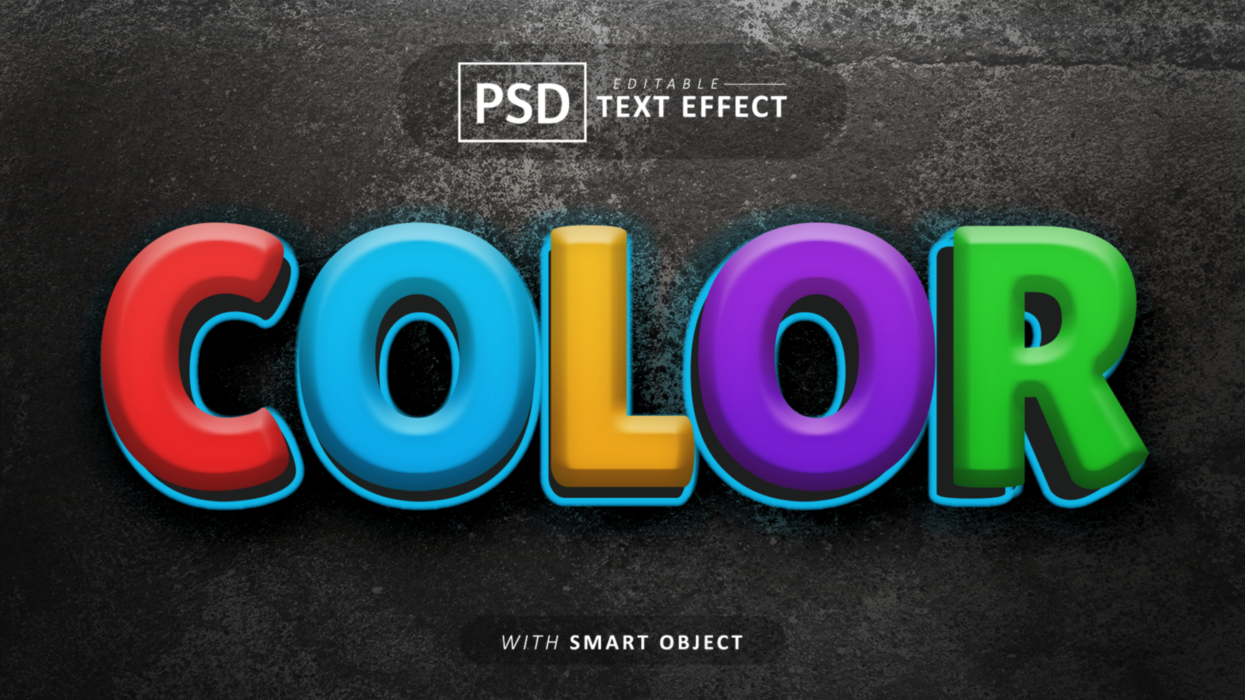 colore 3d testo effetto modificabile psd