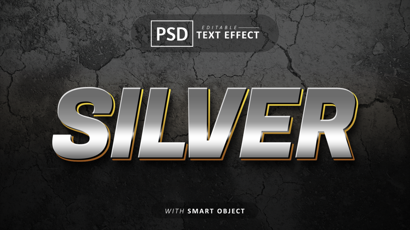 Silver 3d text effect editable psd