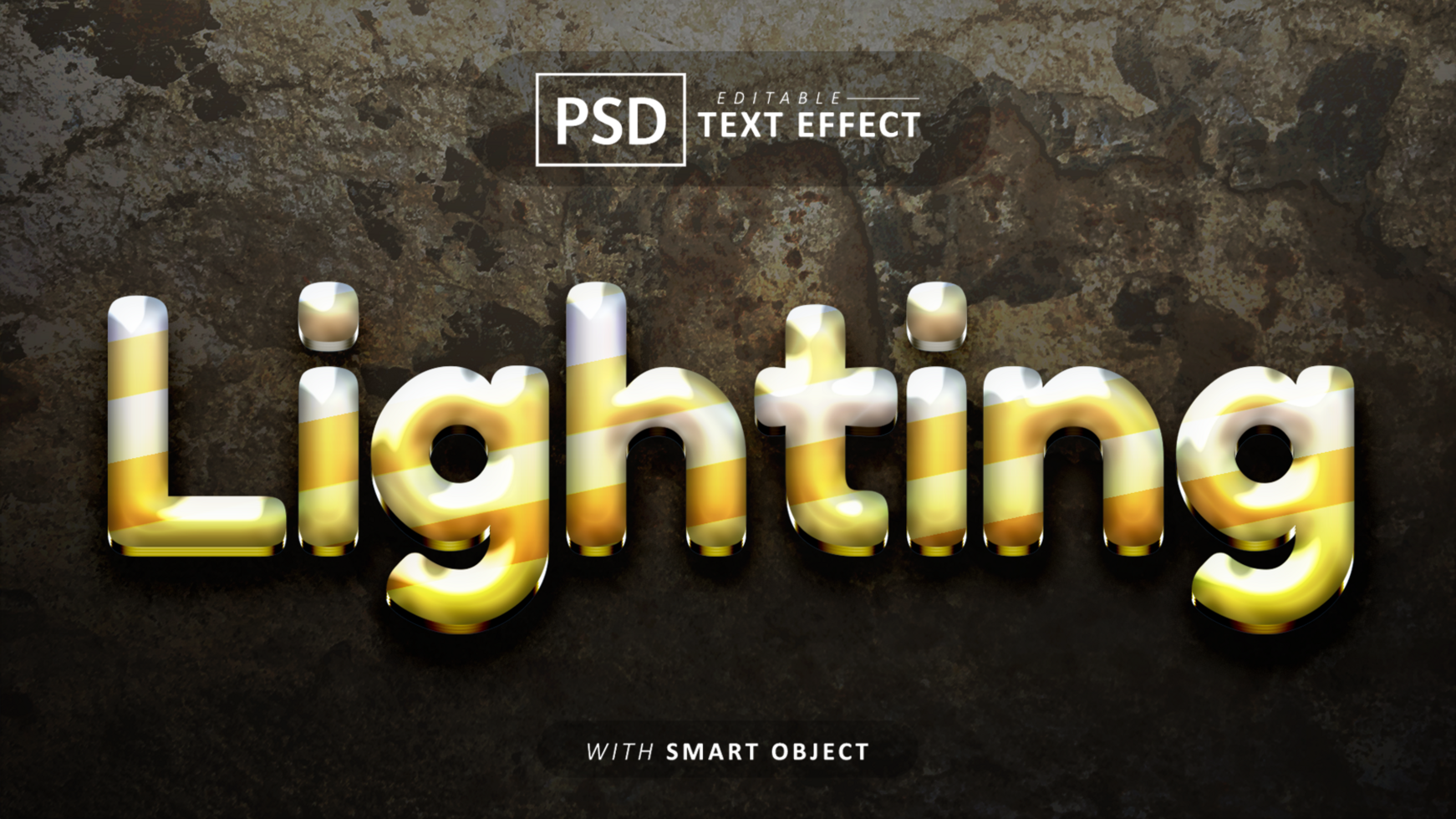 Yellow lighting text effect editable psd