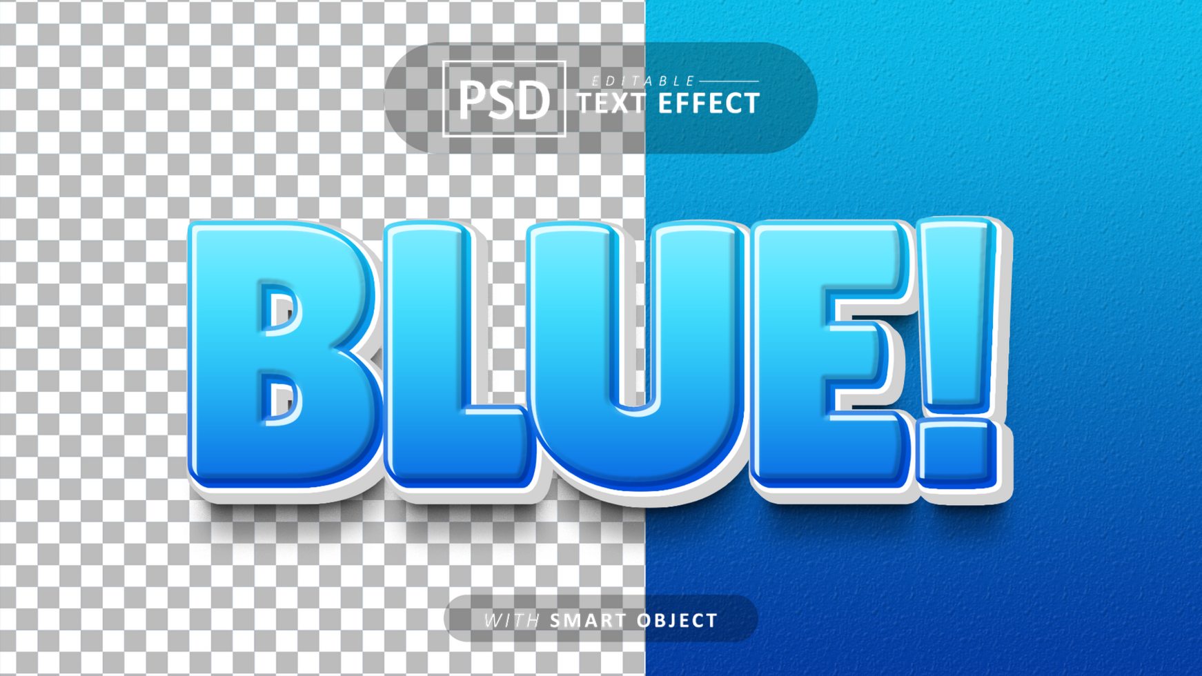 Blue cartoon text effect editable psd