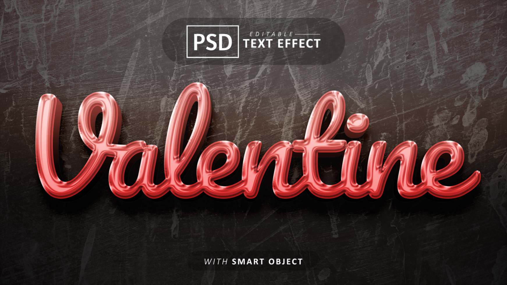 Valentine 3d text effect editable psd