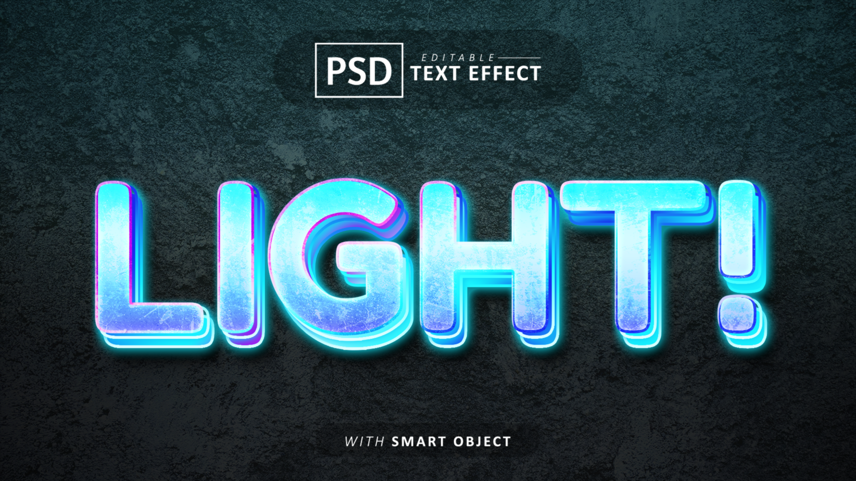 Light 3d text effect editable psd