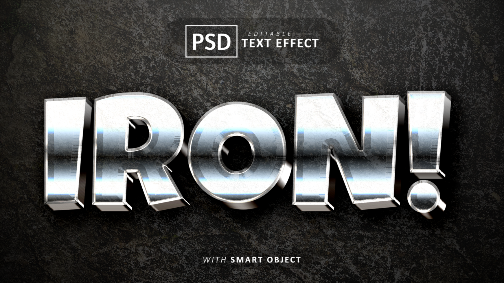 Iron 3d text effect editable psd
