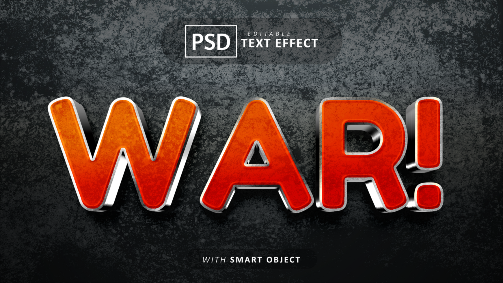 War 3d text effect editable psd