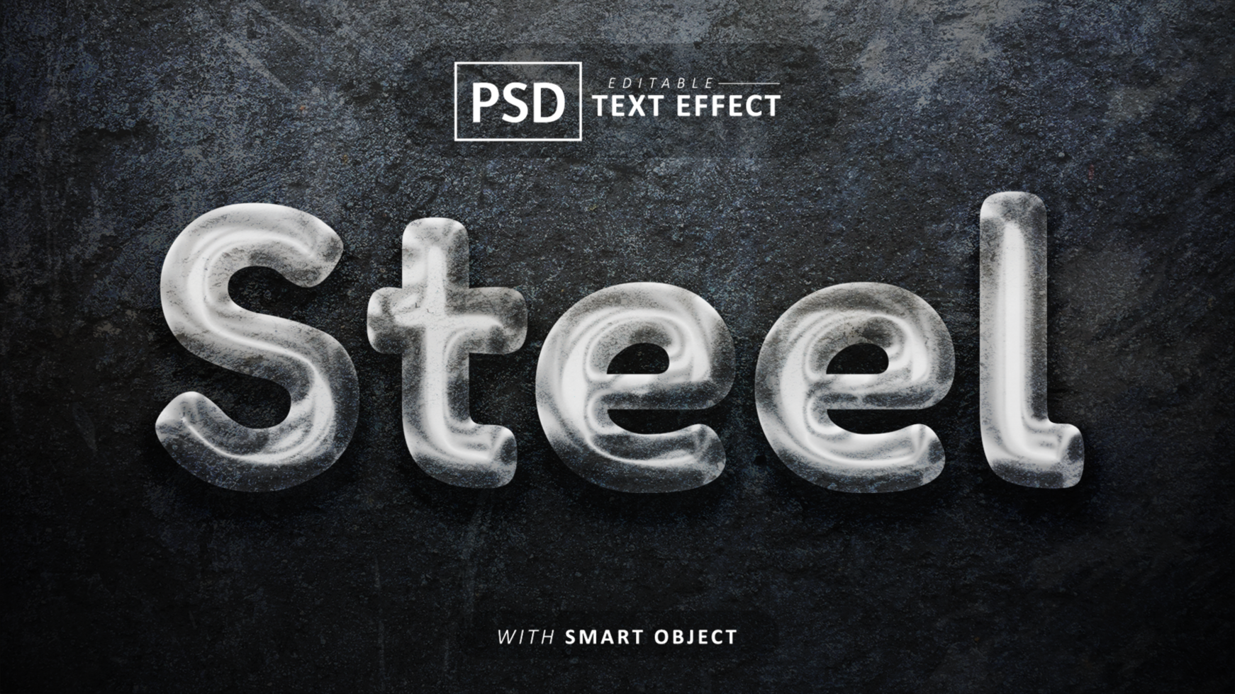 Steel text effect editable psd
