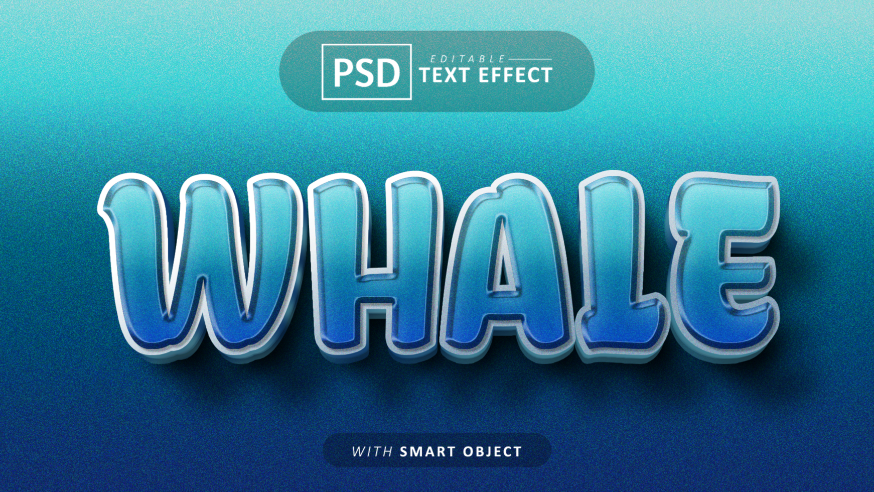 Whale 3d text effect editable psd