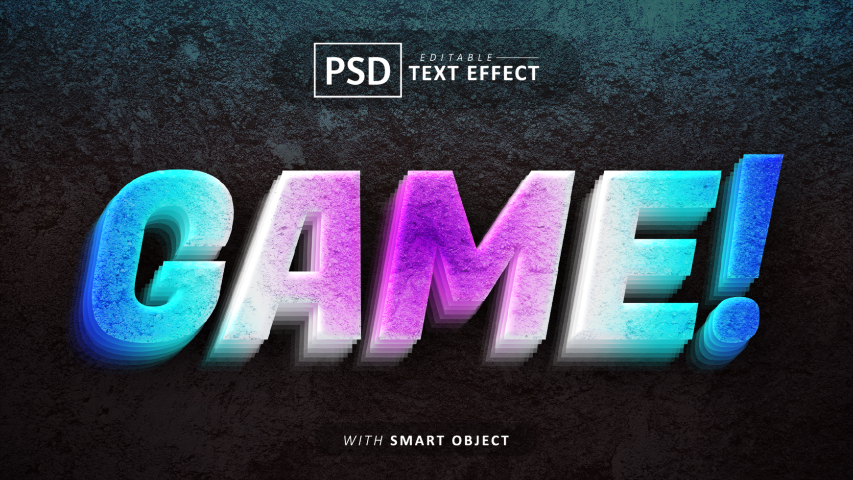 Game 3d text effect editable psd