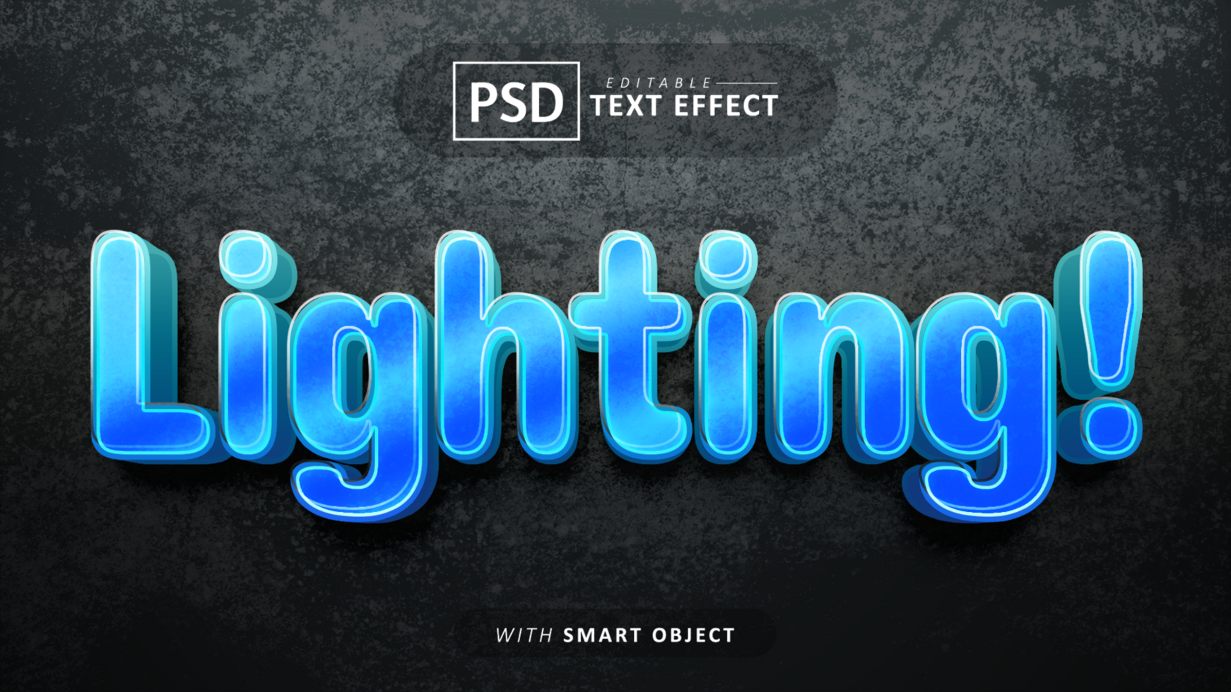 Blue lighting 3d text effect editable psd
