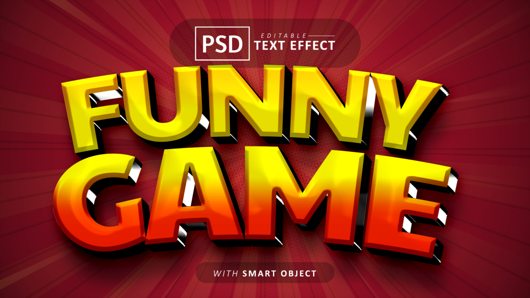Funny game text effect editable psd