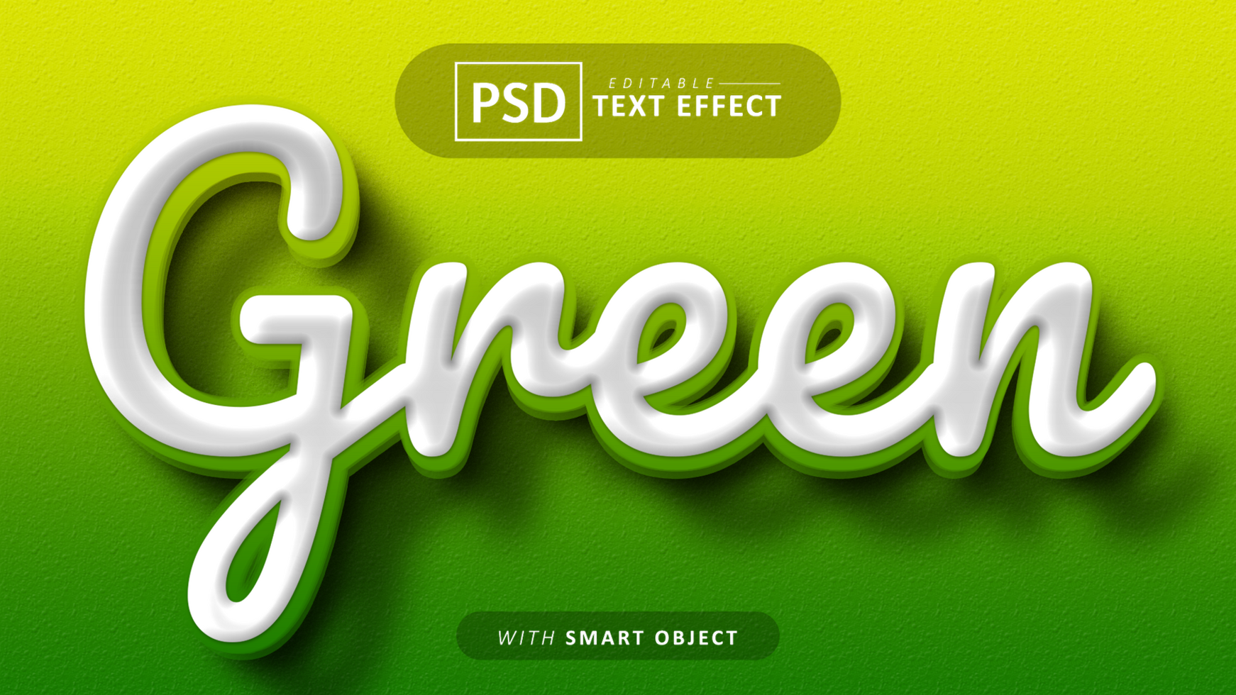 Green cartoon style text effect design psd