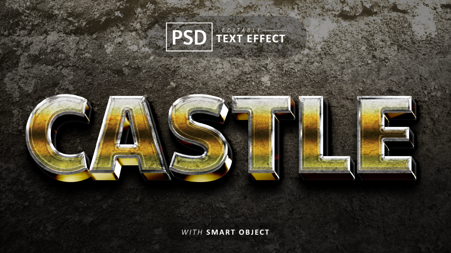 Castle 3d text effect editable psd