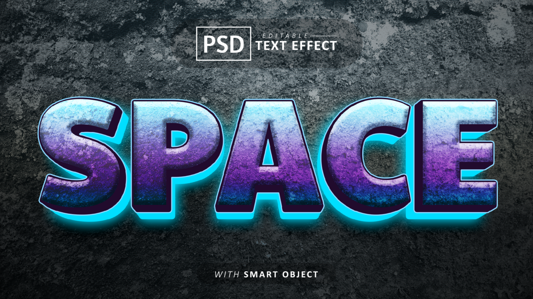 Space 3d text effect editable psd