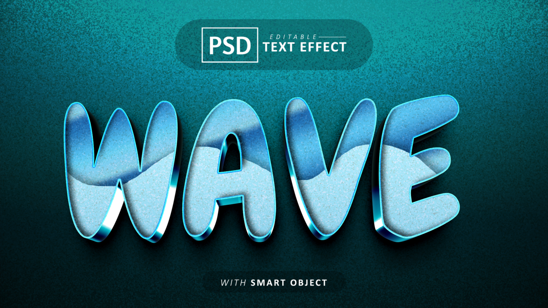 Wave 3d text effect editable psd