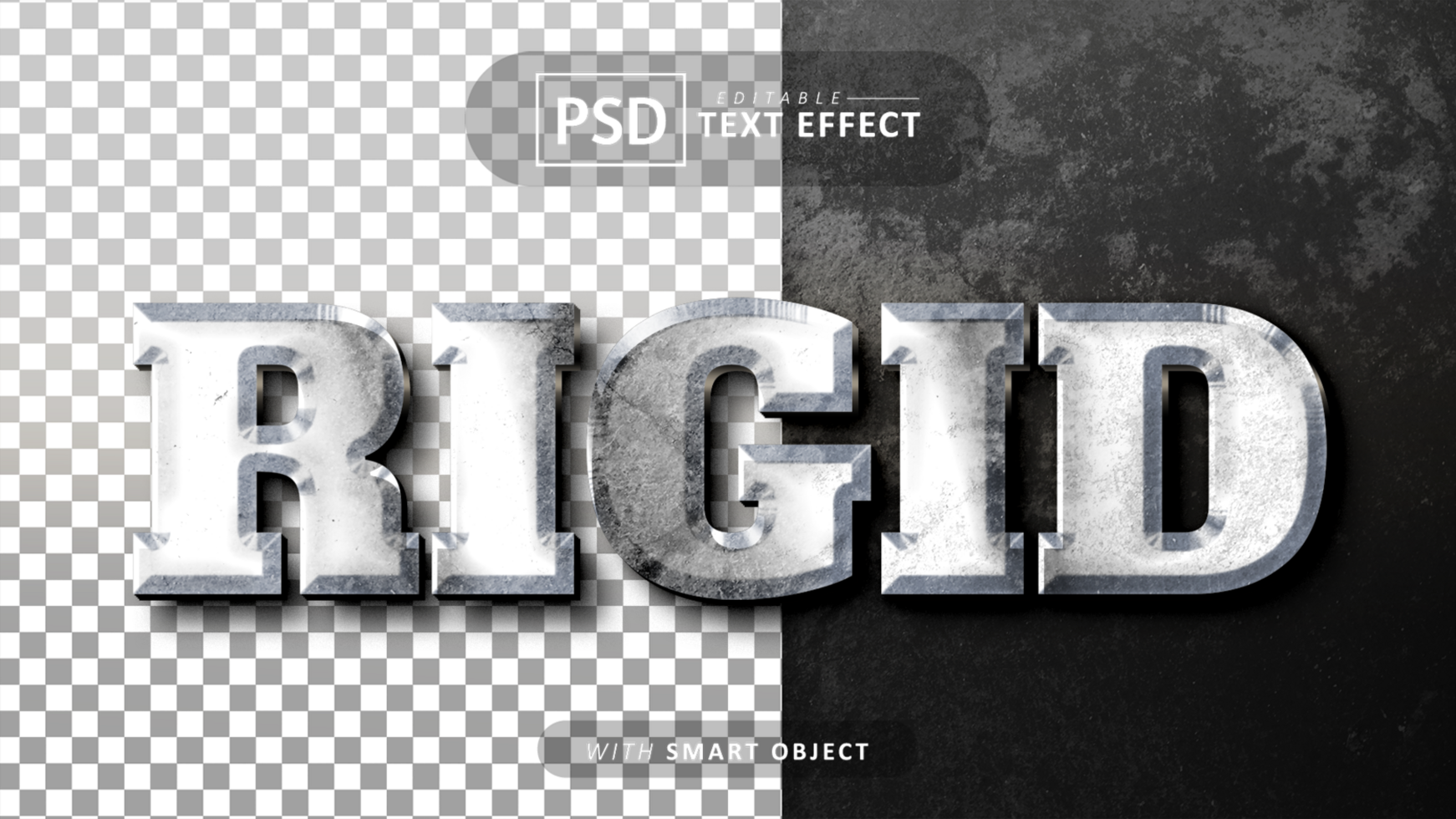 Rigid text - editable silver 3d font effects psd
