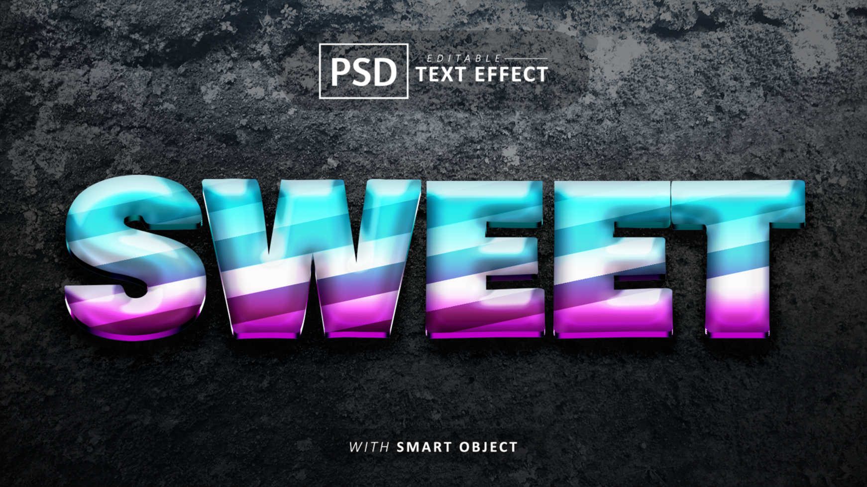 Sweet 3d text effect editable psd