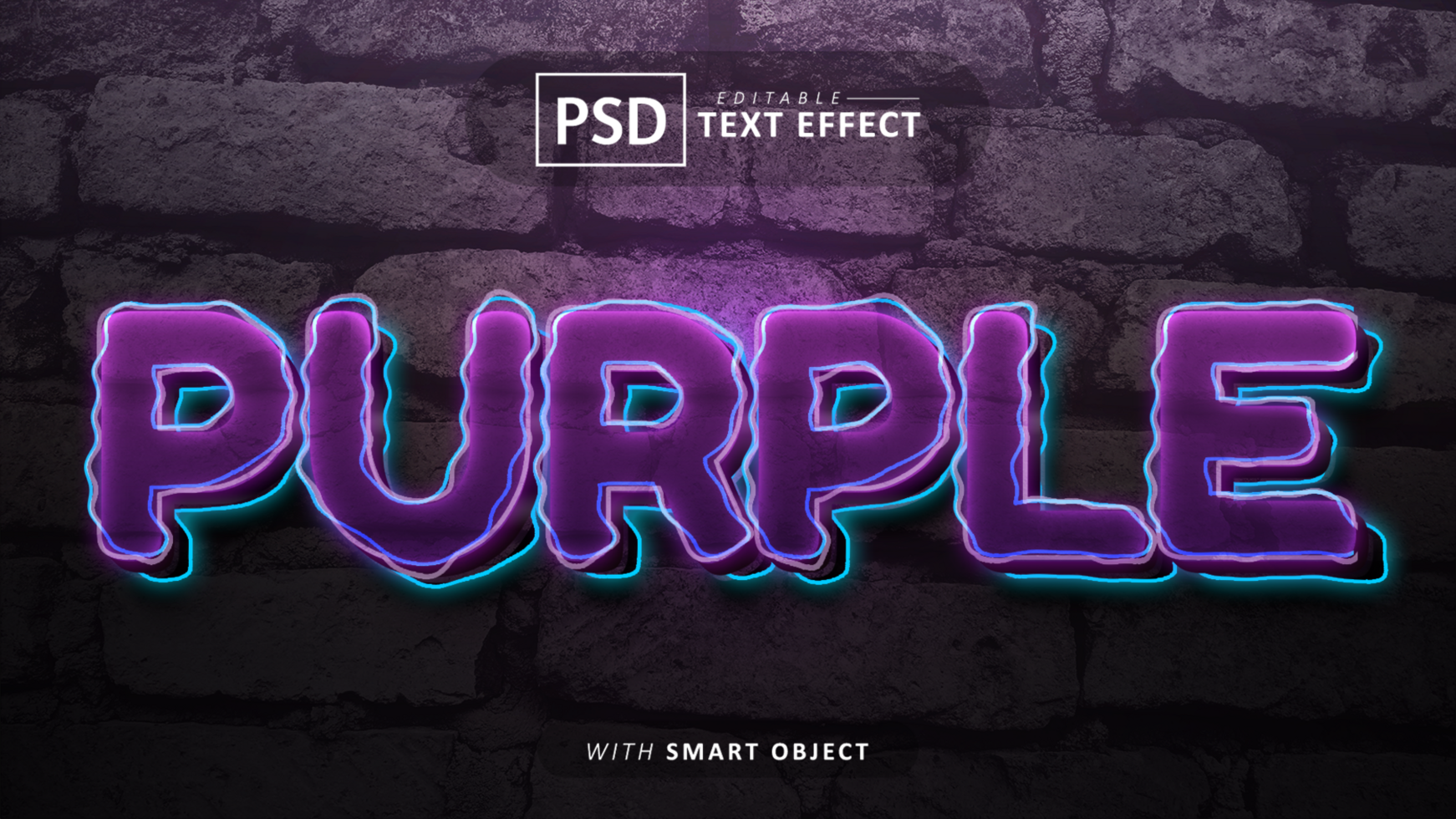 Purple text - editable neon font effects psd