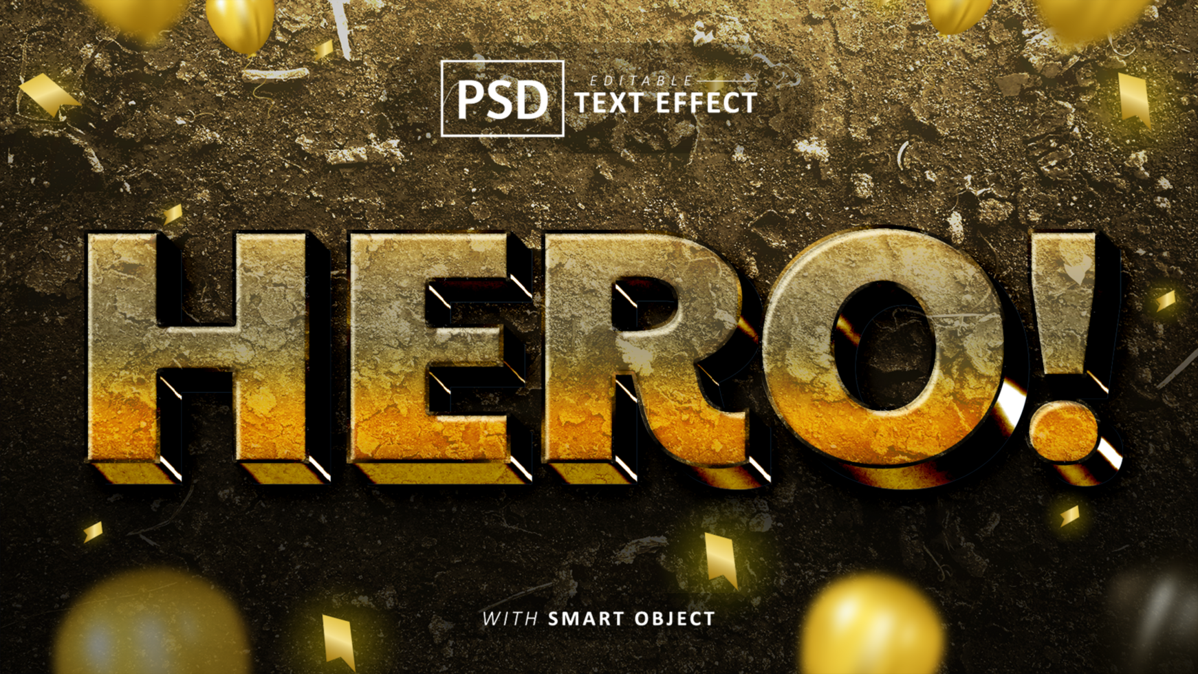 Hero 3d text effect editable psd