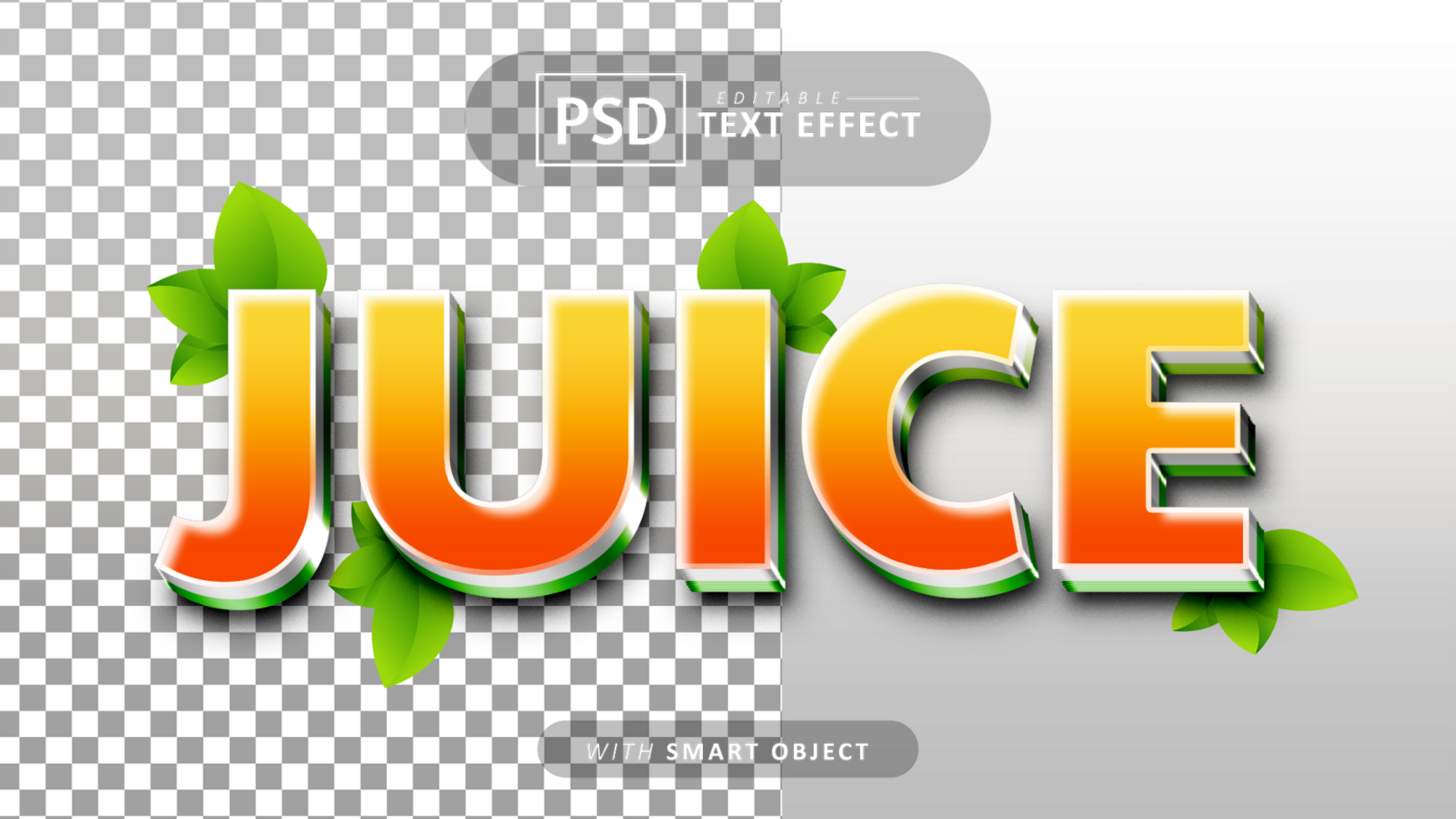 Juice 3d text effect editable psd