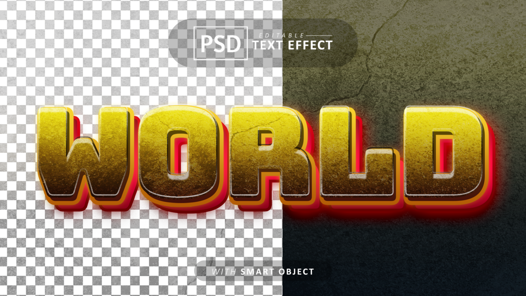 3d glowing world text effect editable psd