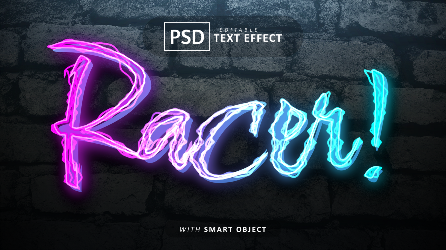 Racer text - editable neon font effects psd