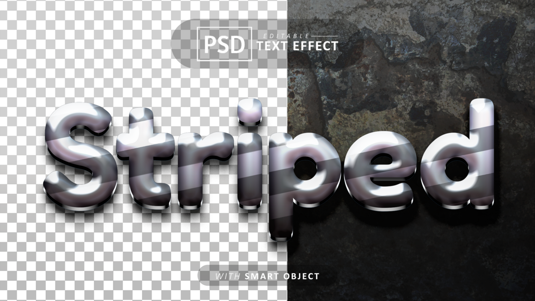 Striped text - editable 3d font effects psd