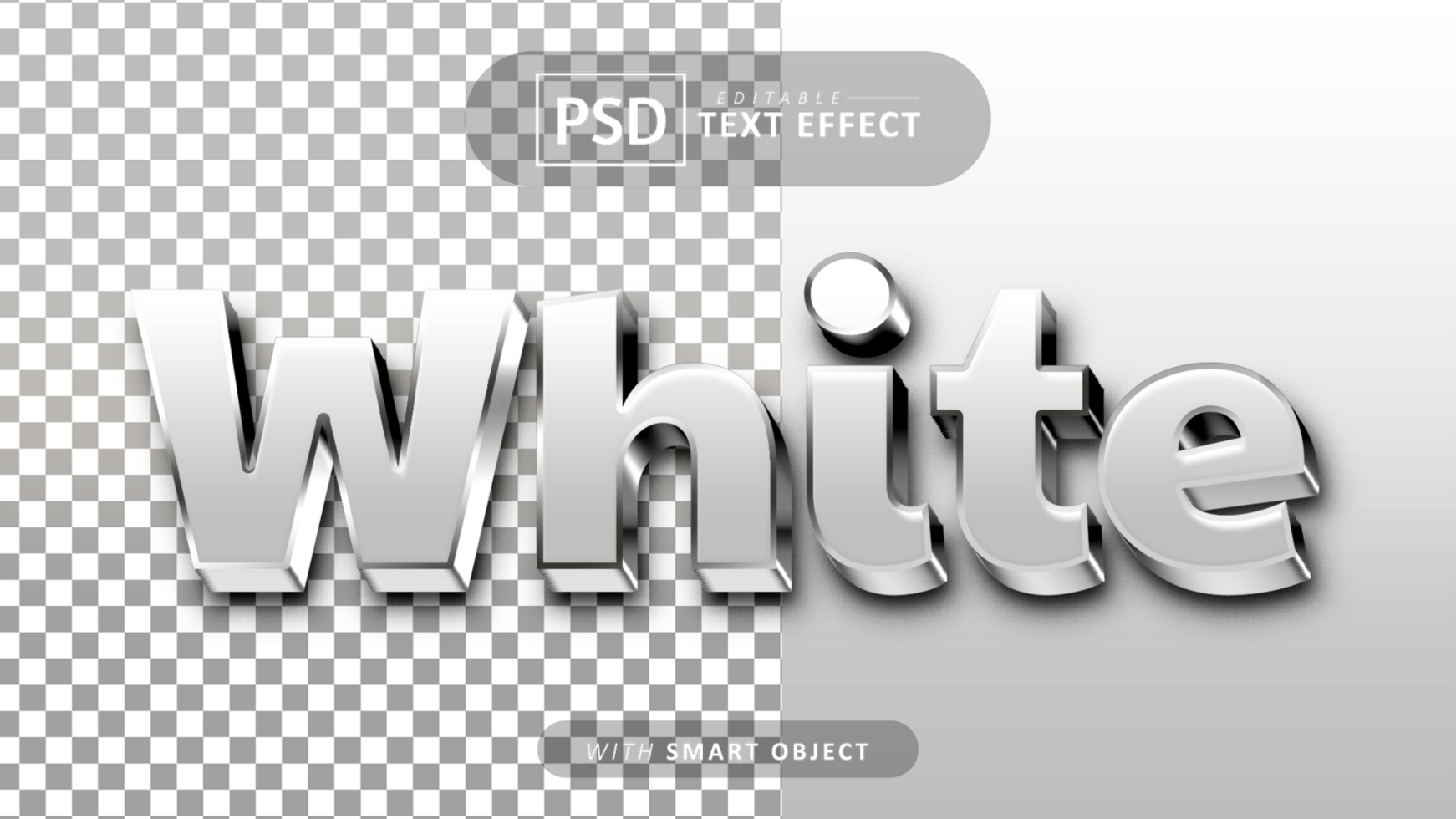 White 3d text effect editable psd
