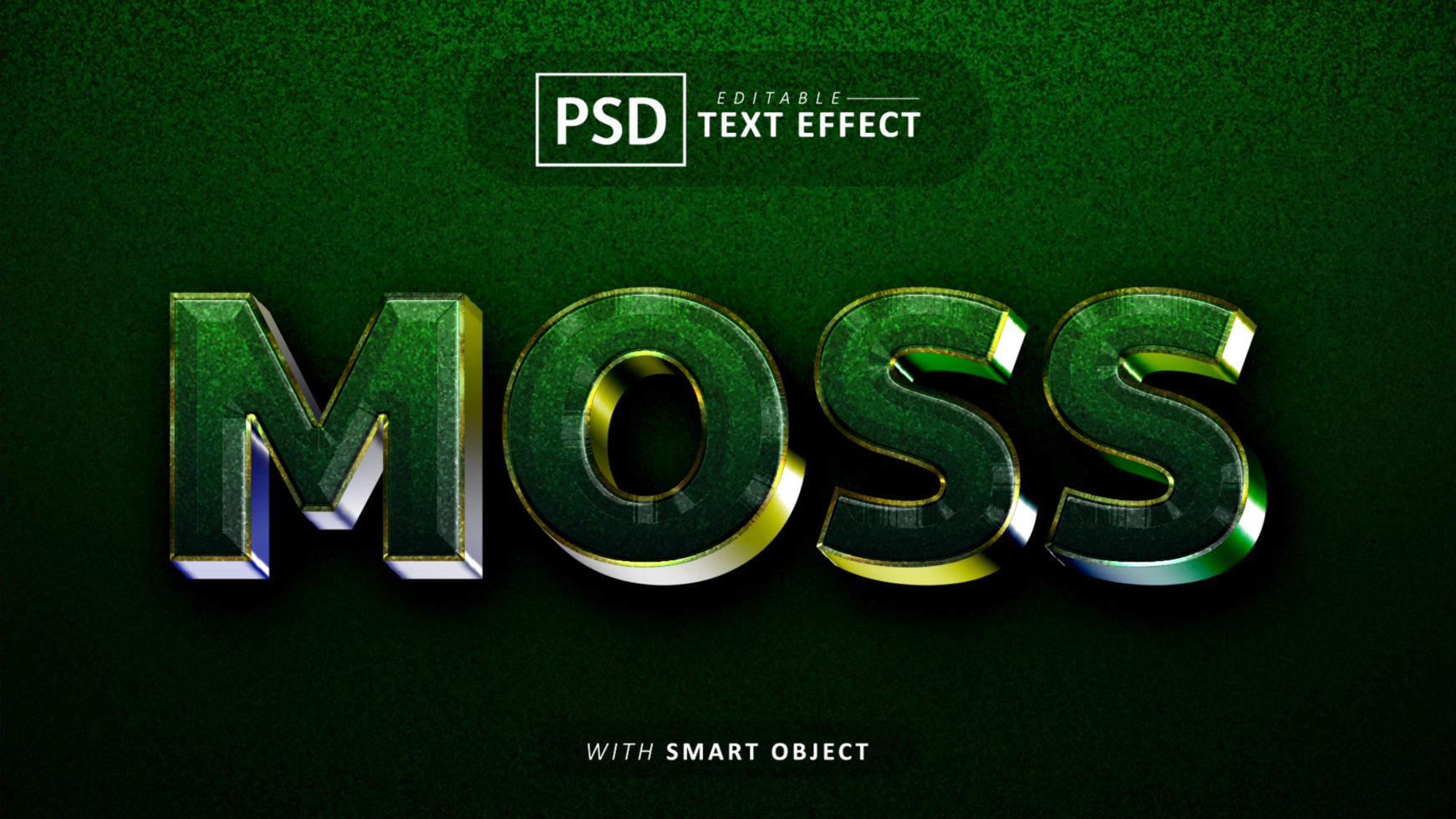 Moss 3d text effect editable psd