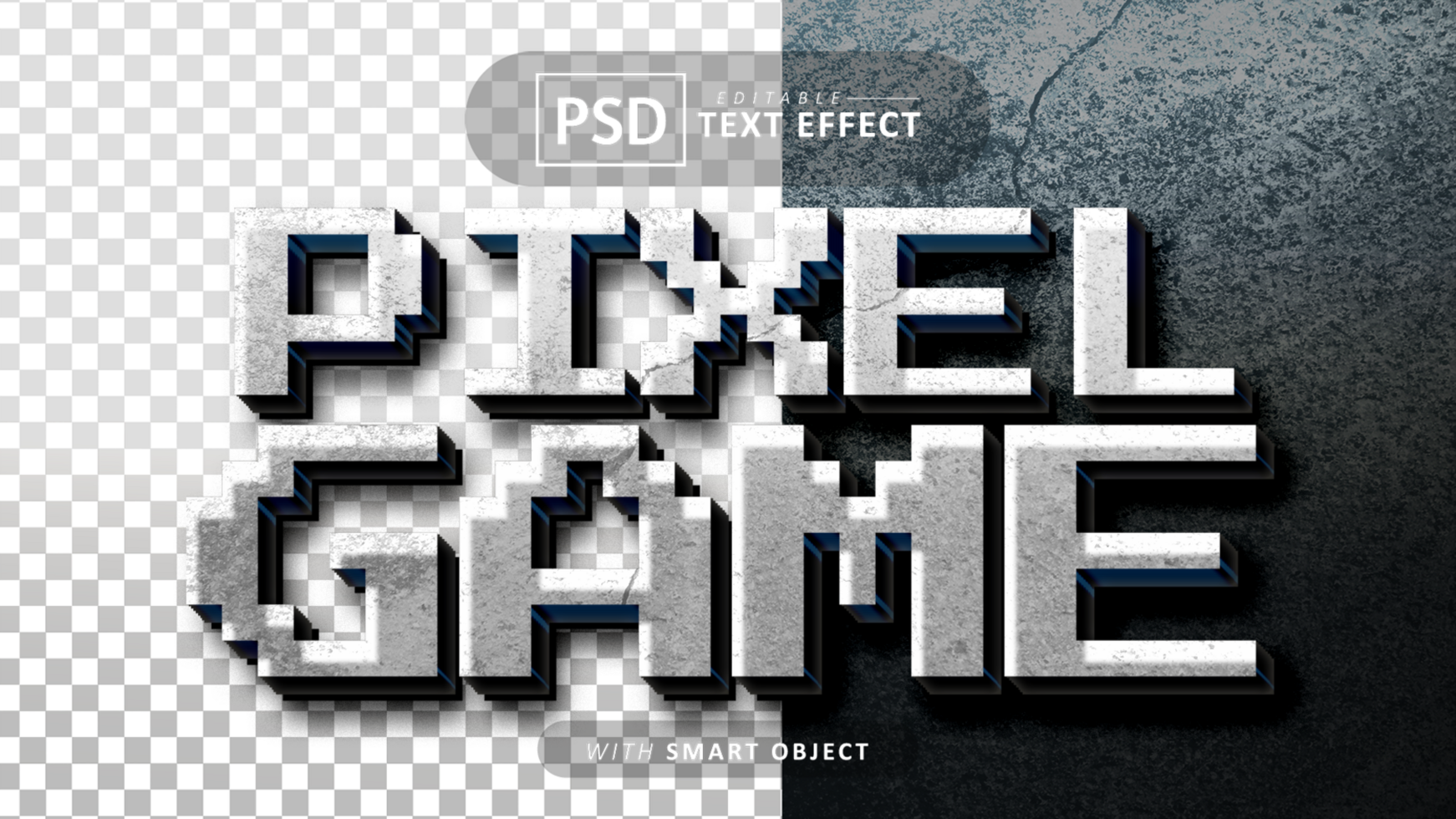 Pixel game text - editable 3d font effects psd
