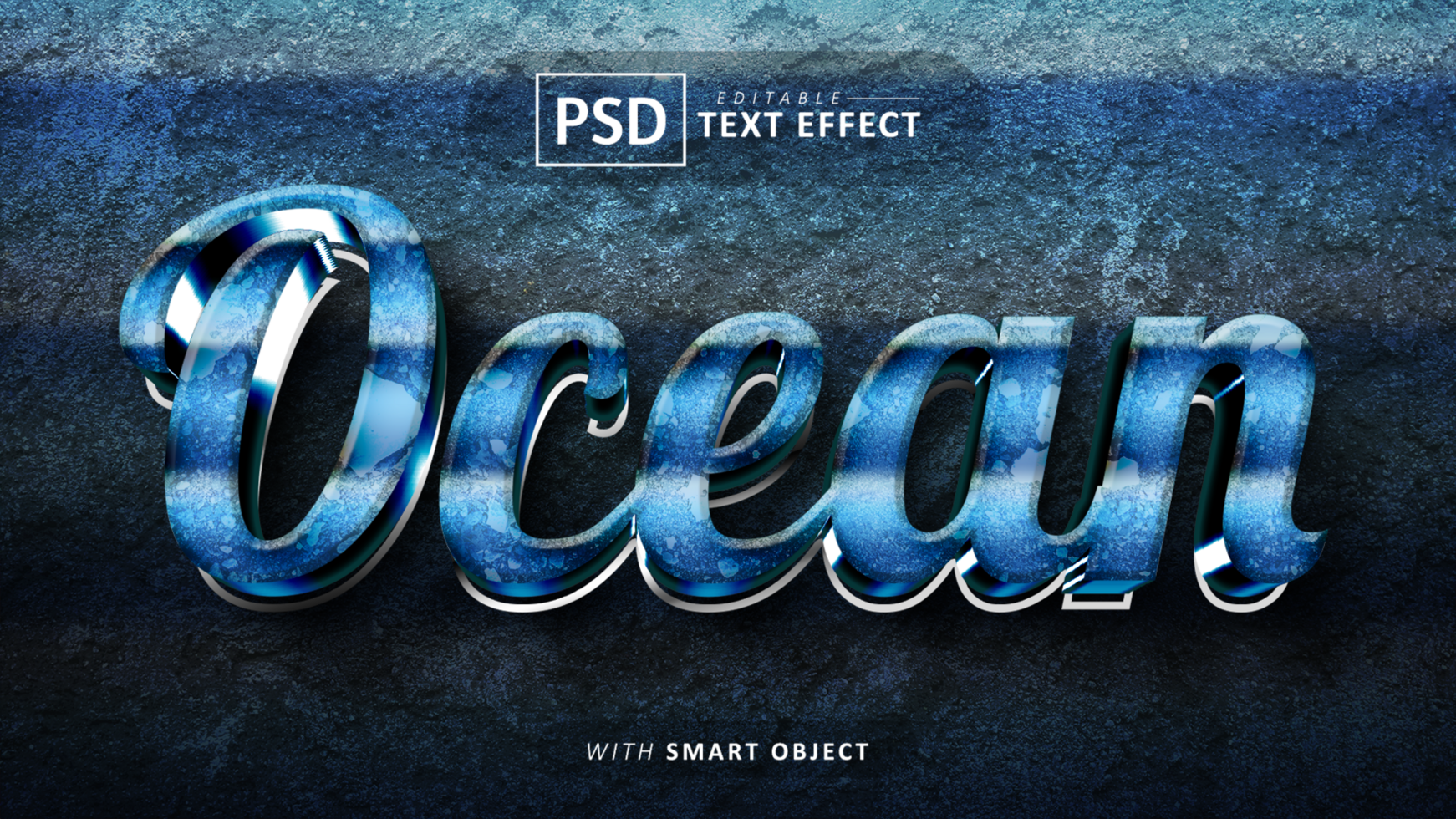 Ocean 3d text effect editable psd