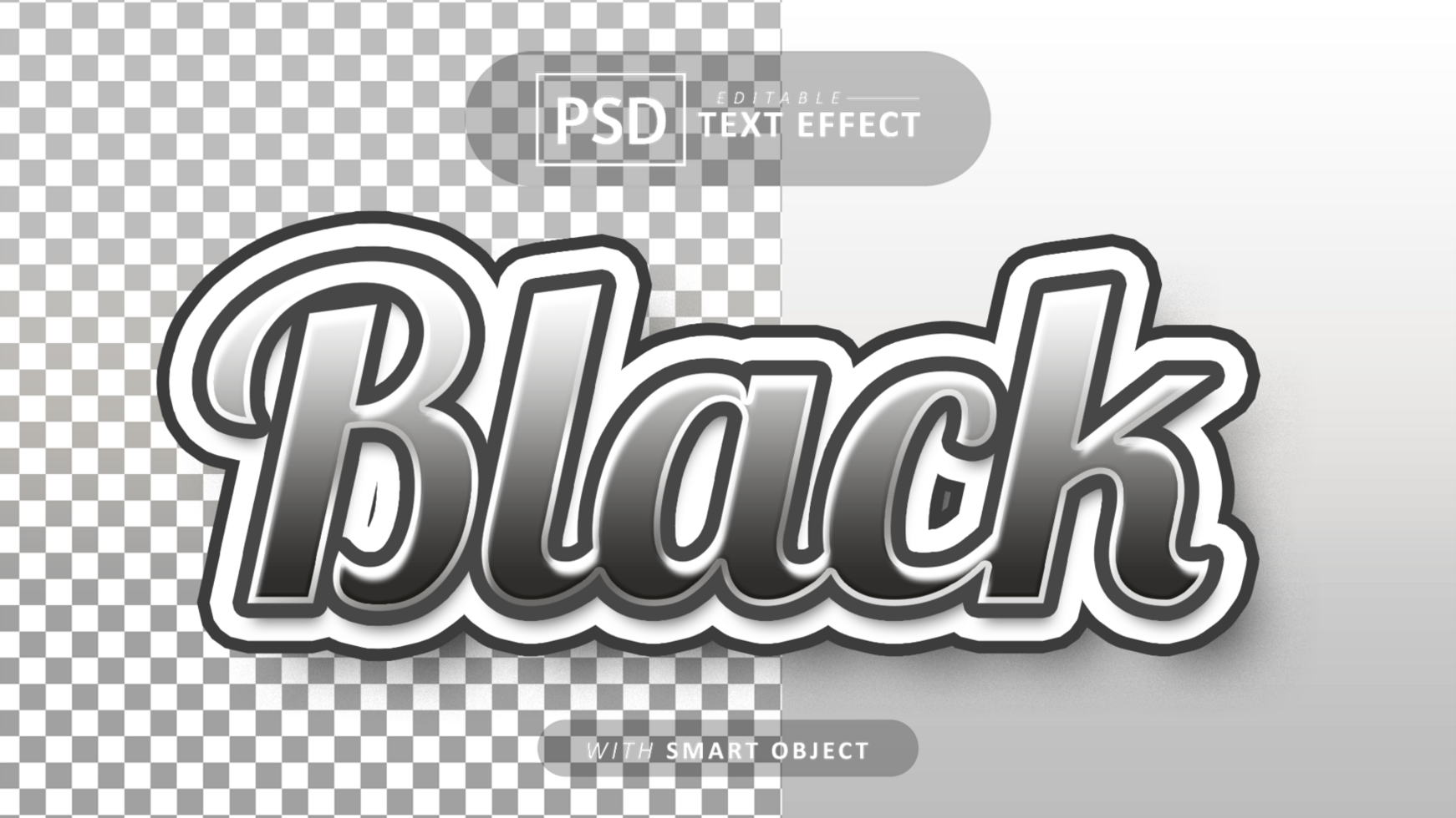 Black text effect editable psd