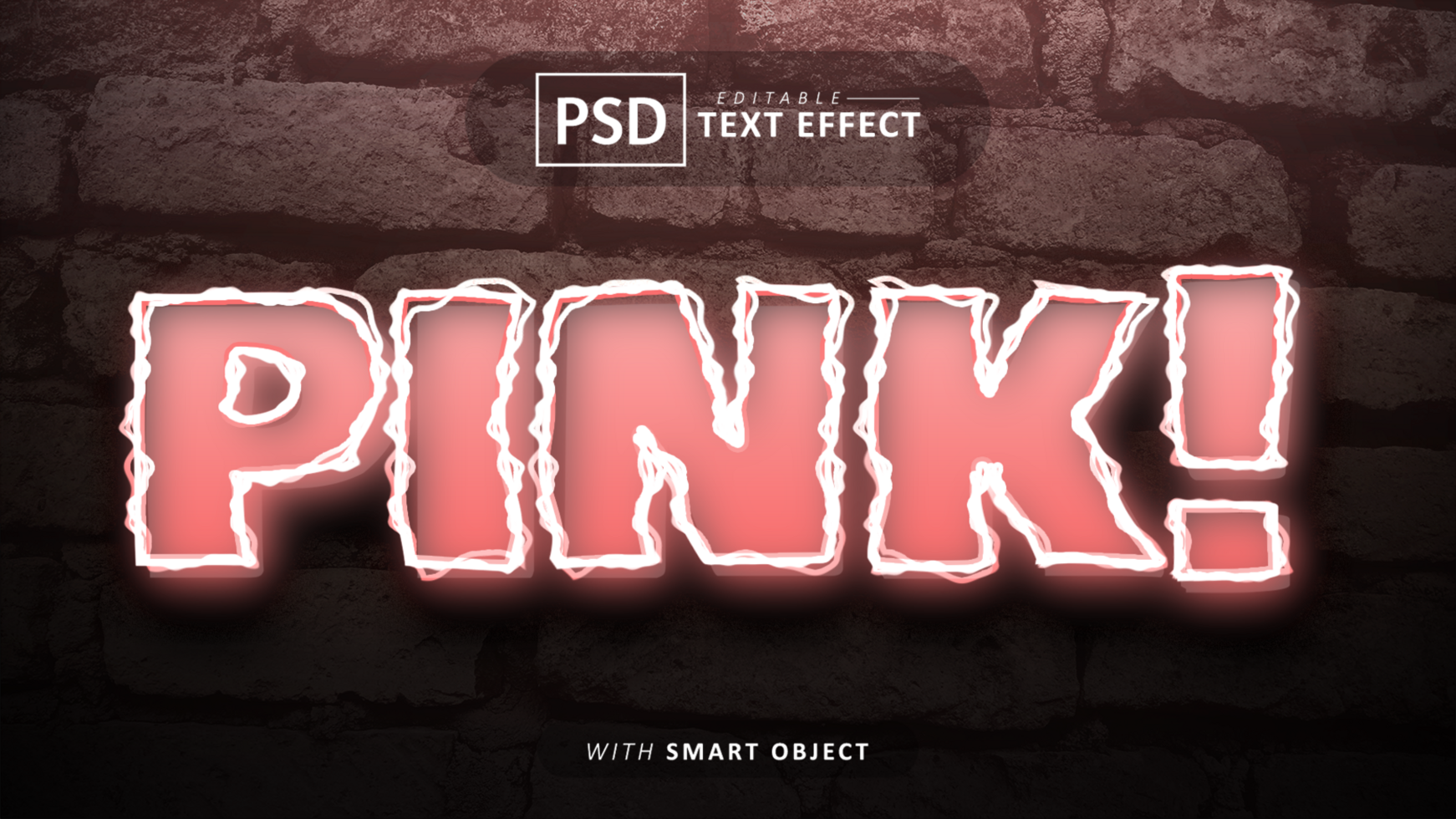 roze tekst - bewerkbare neon doopvont Effecten psd