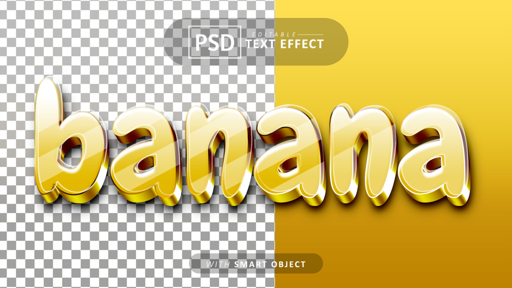 Banana 3d text effect editable psd