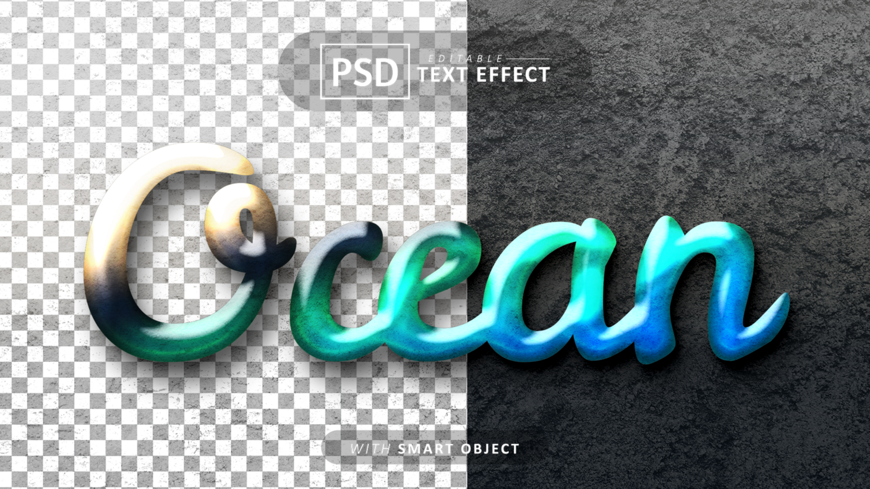 hav text - redigerbar 3d font effekter psd