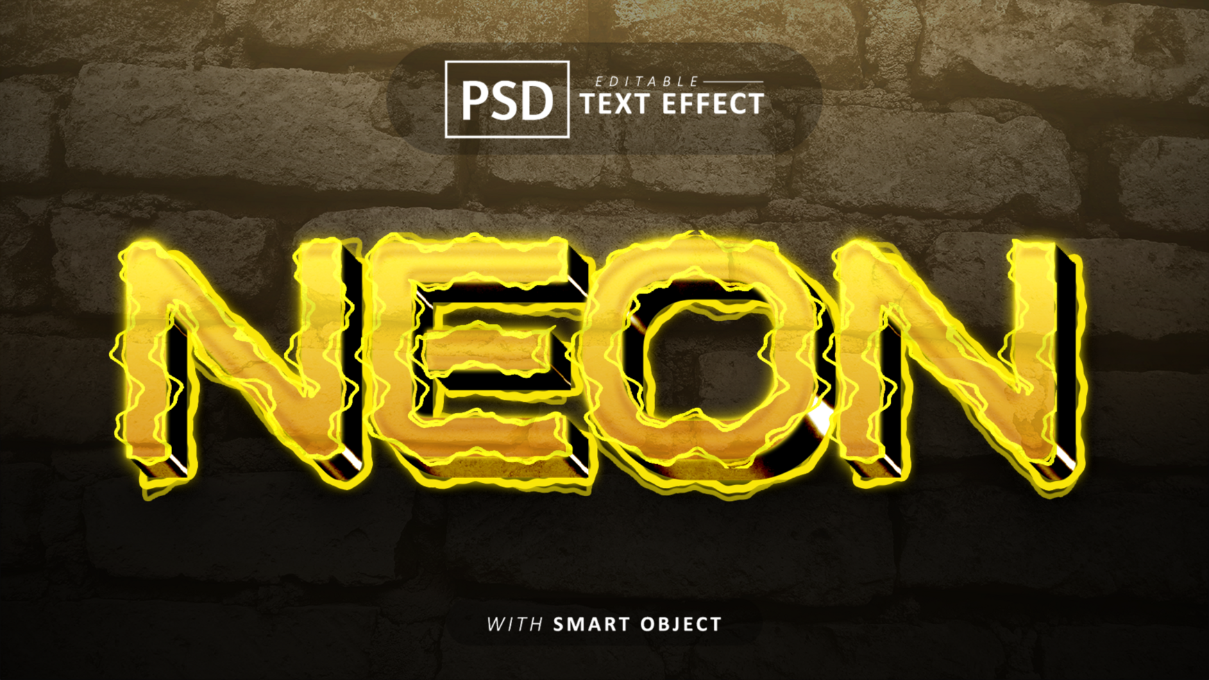 Neon text - editable yellow 3d font effects psd