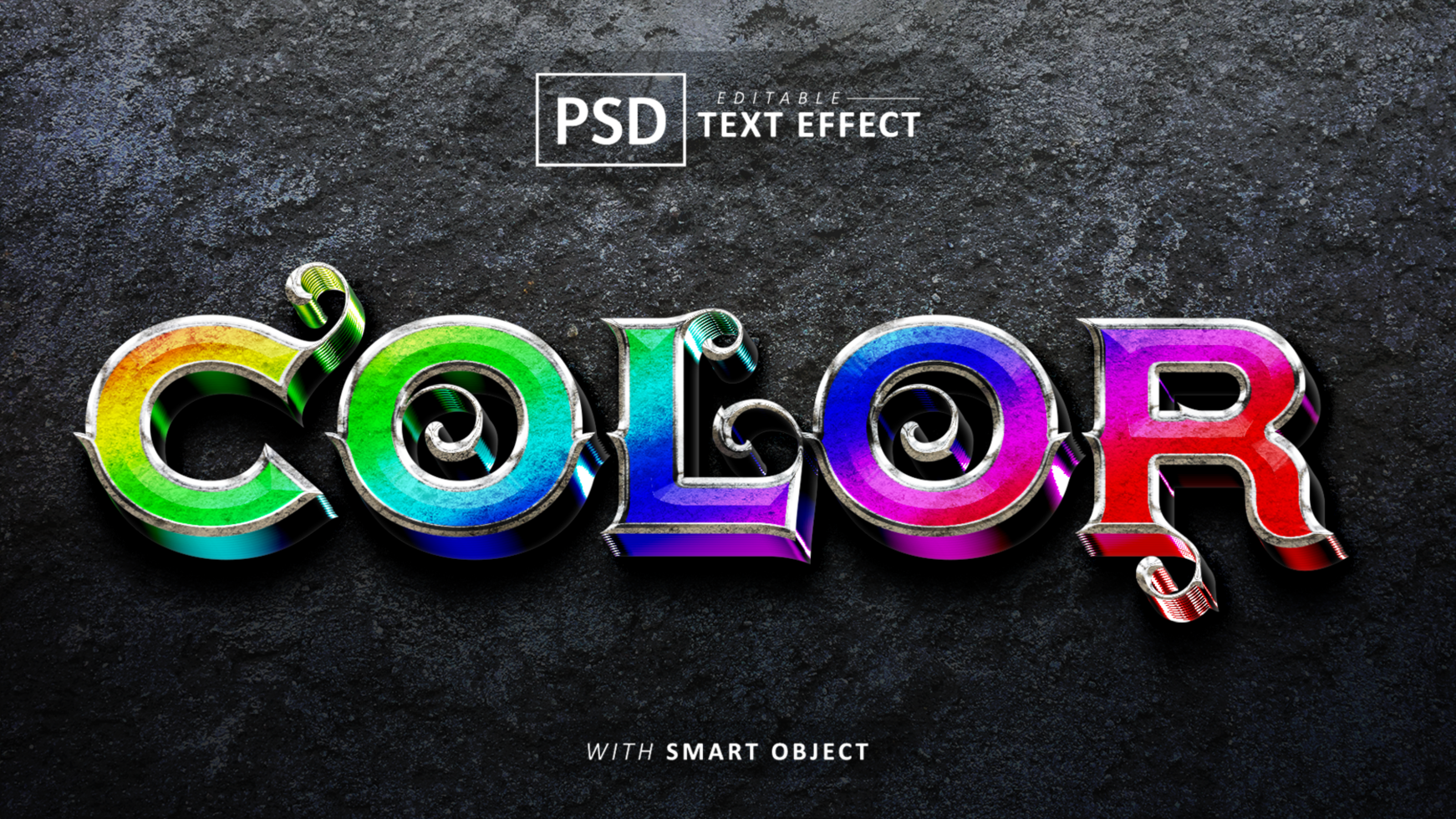 Color 3d text effect editable psd