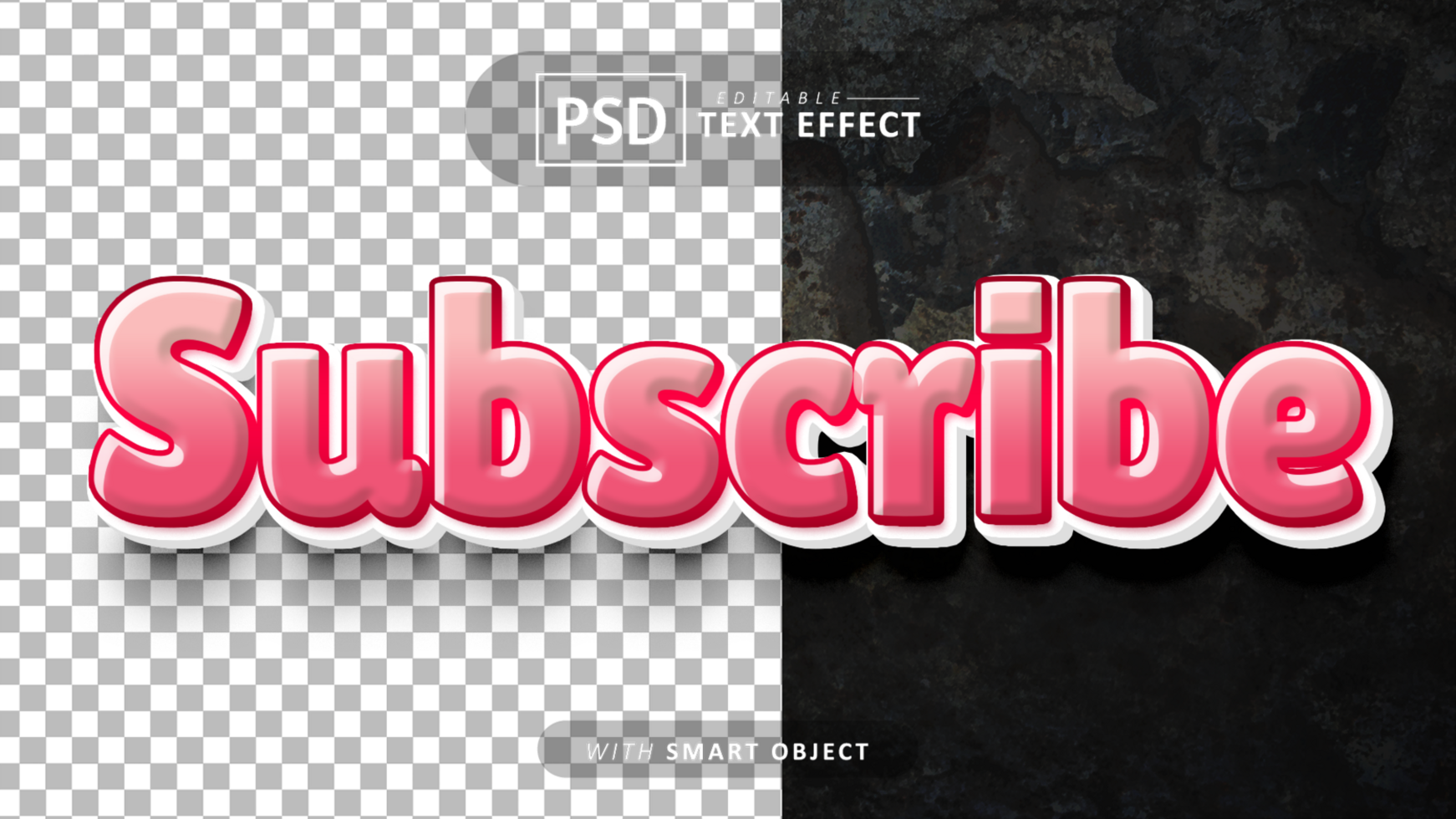 Subscribe text - editable 3d font effects psd