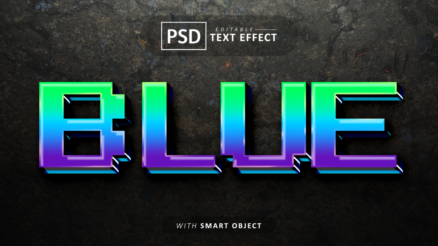 blu pixel testo effetto modificabile psd