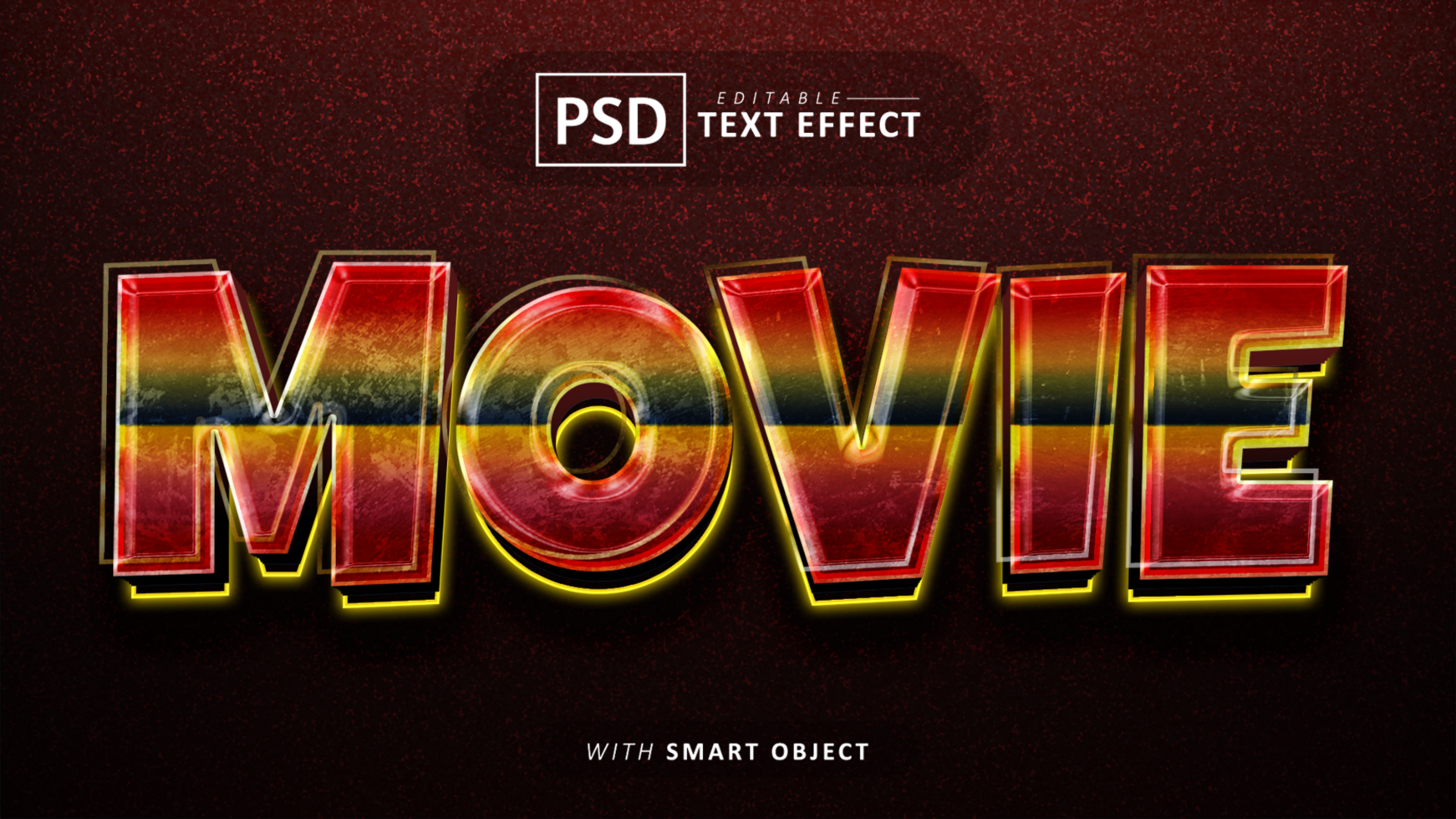 film 3d testo effetto modificabile psd