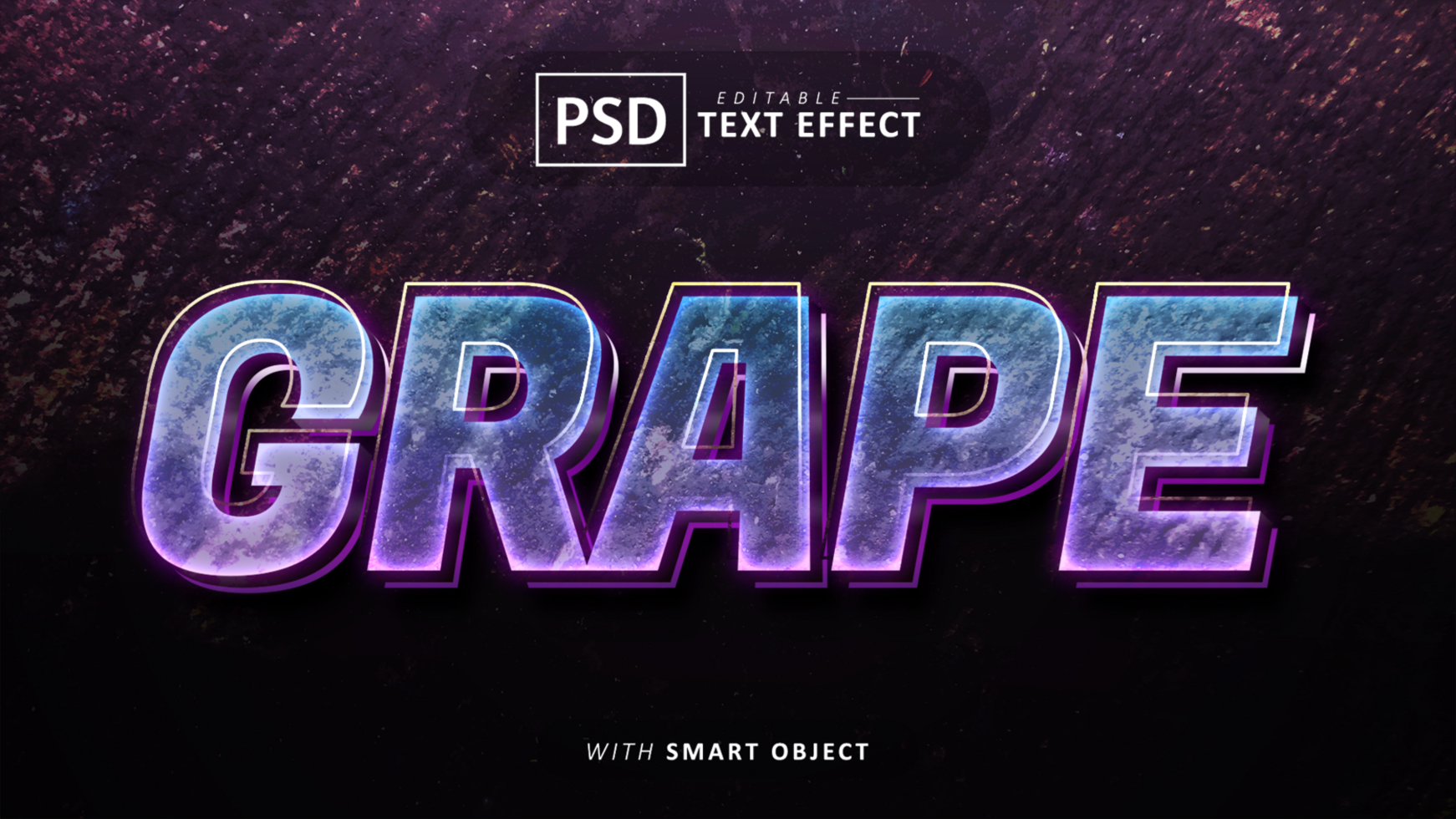 Grape 3d text effect editable psd