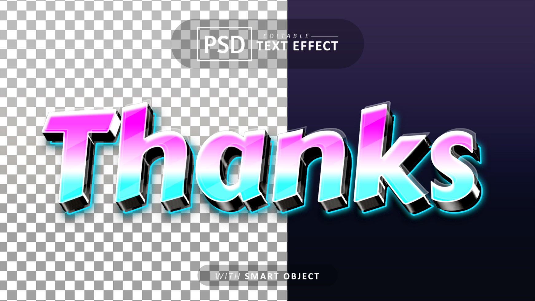 Thanks 3d text effect editable psd