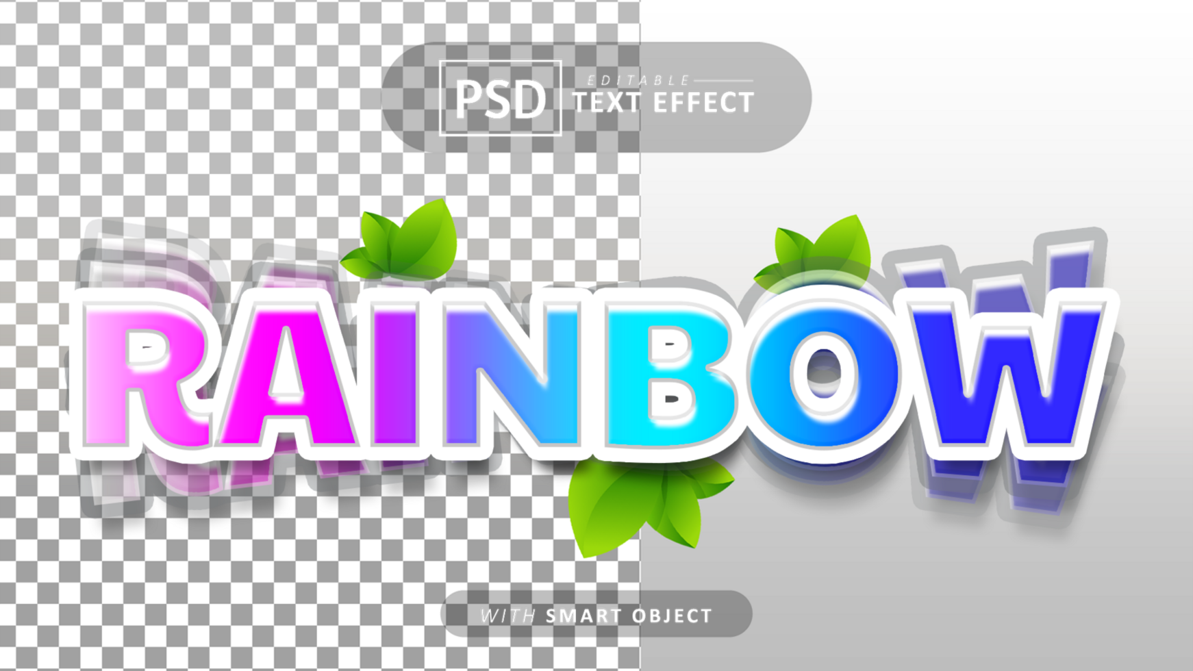 Rainbow 3d text effect editable psd