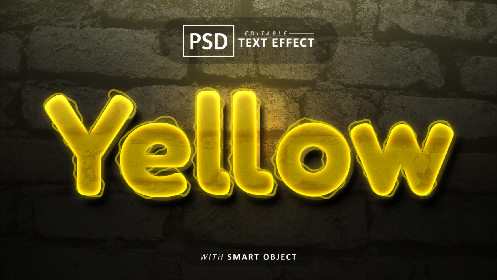 Yellow text - editable neon font effects psd
