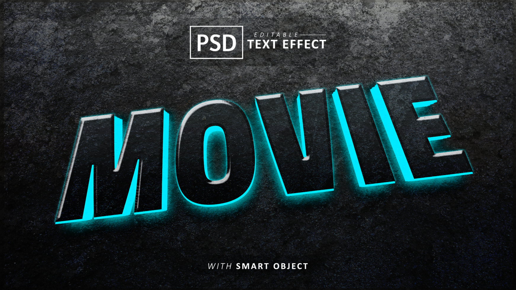 Movie text - editable 3d font effects psd