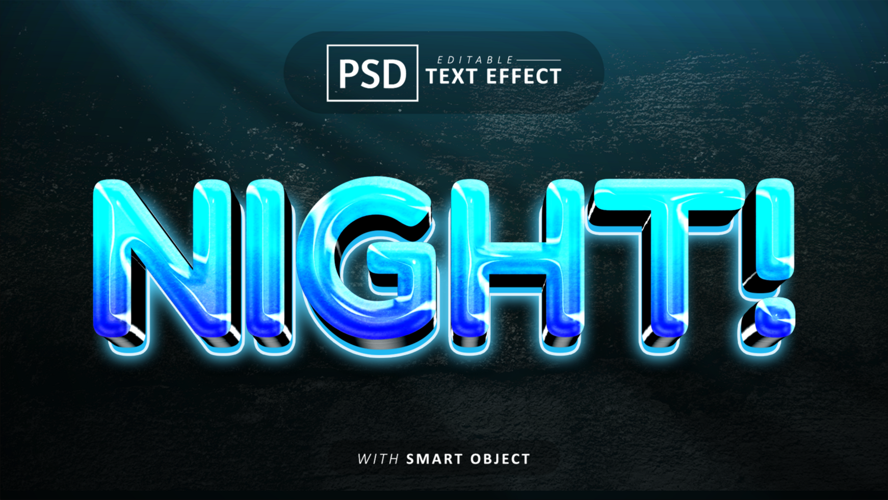 Night text - editable glow font effect psd