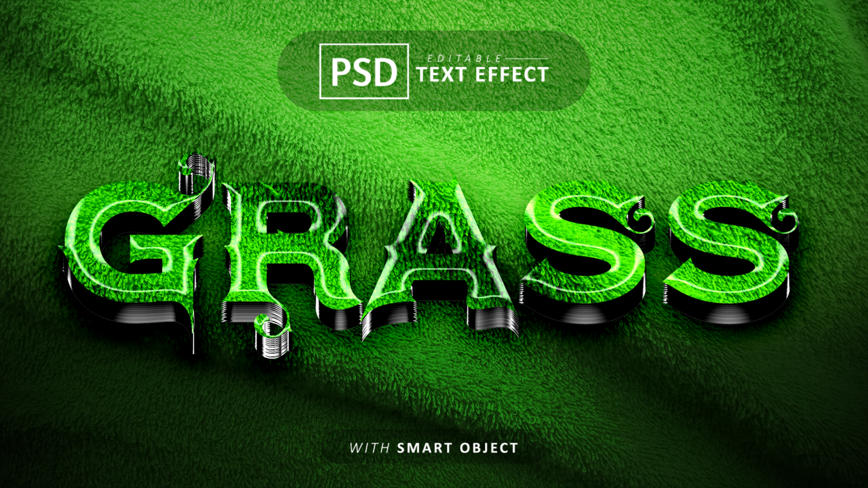 Gras Text - - editierbar 3d Schriftart bewirken psd