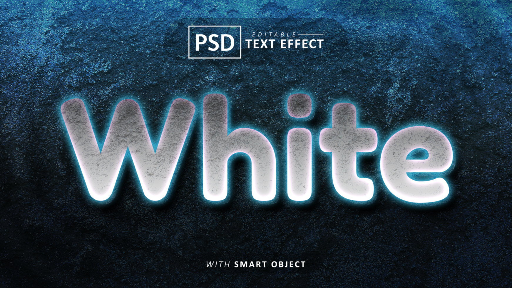White text - editable neon font effect psd