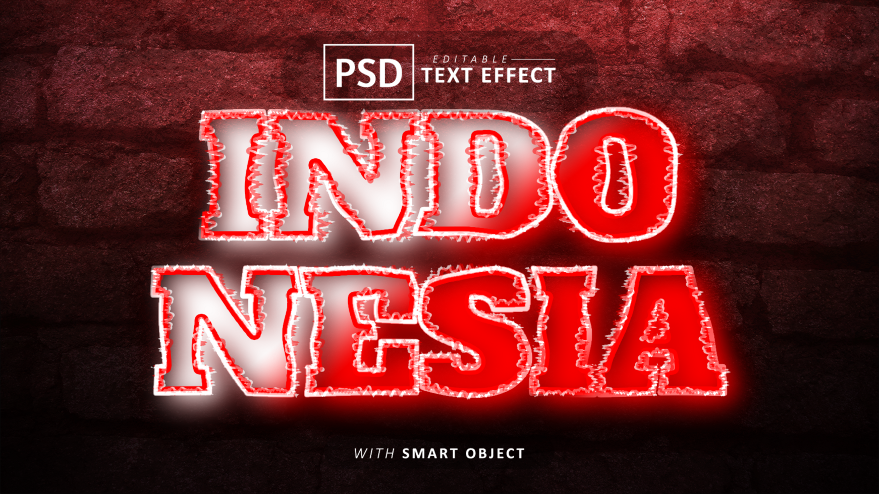 Indonesia text - editable neon font effects psd