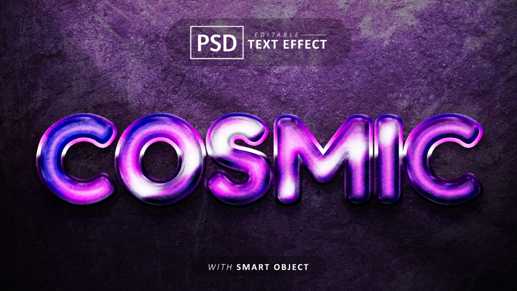 Cosmic galaxy 3d editable font effect psd