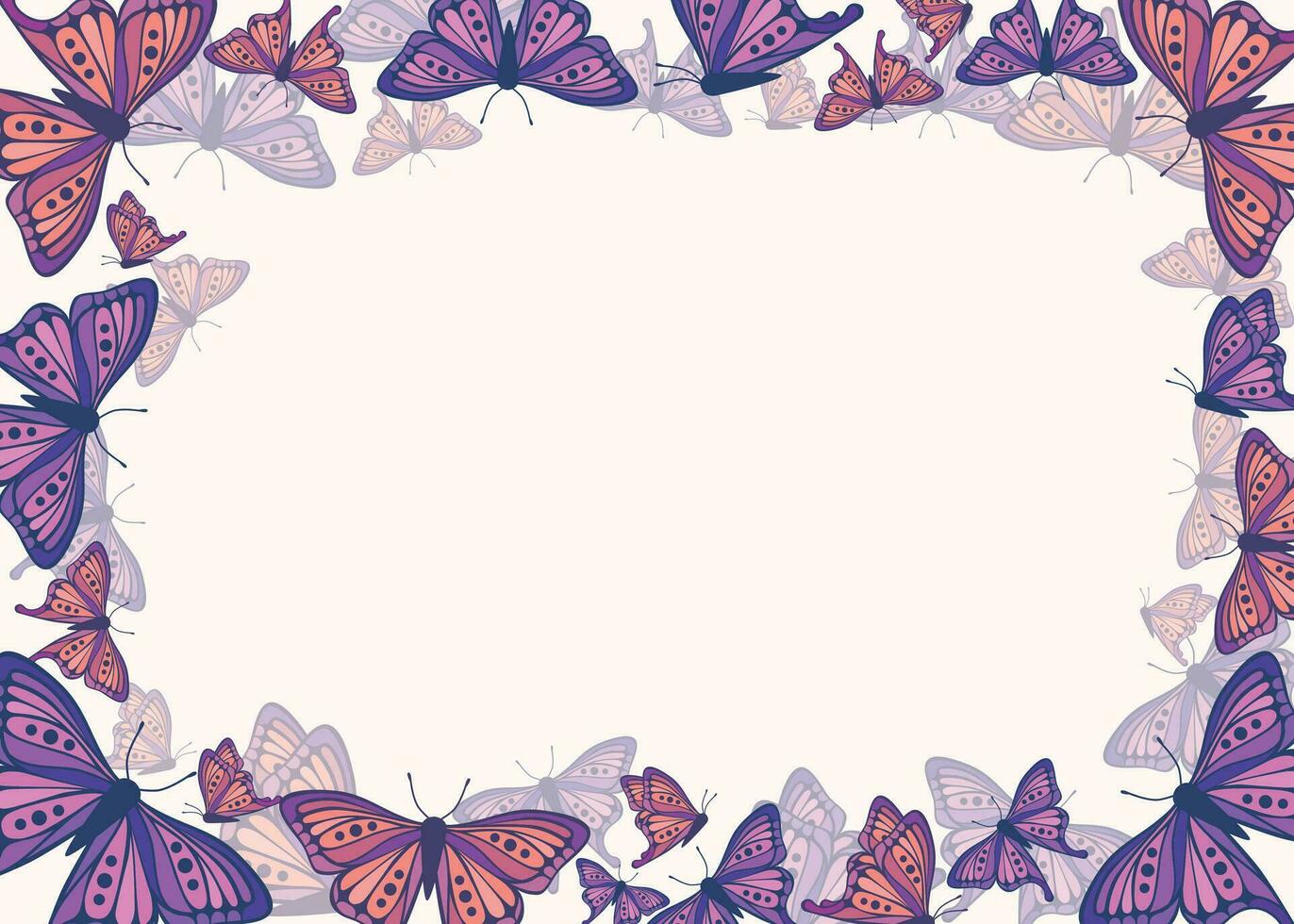 Rectangular frame with butterflies vector